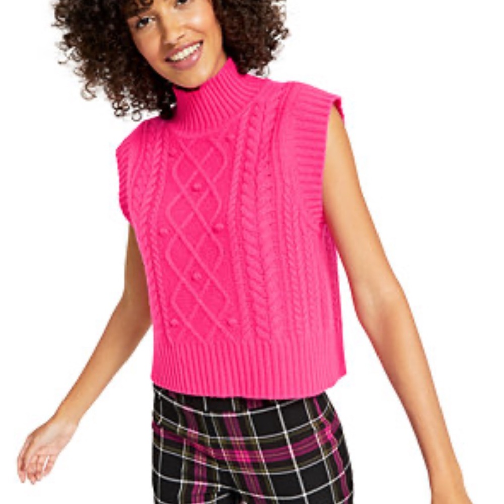 Charter Club Cashmere Cable Knit Sleeveless Turtleneck Sweater Size: M - Picture 9 of 9